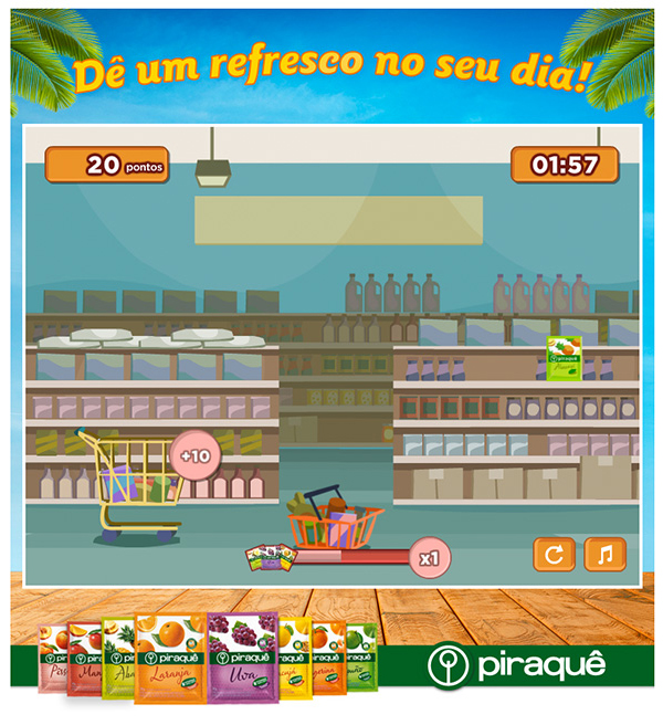 Desenvolvimento de um game para o lançamento dos Refrescos Piraquê. 